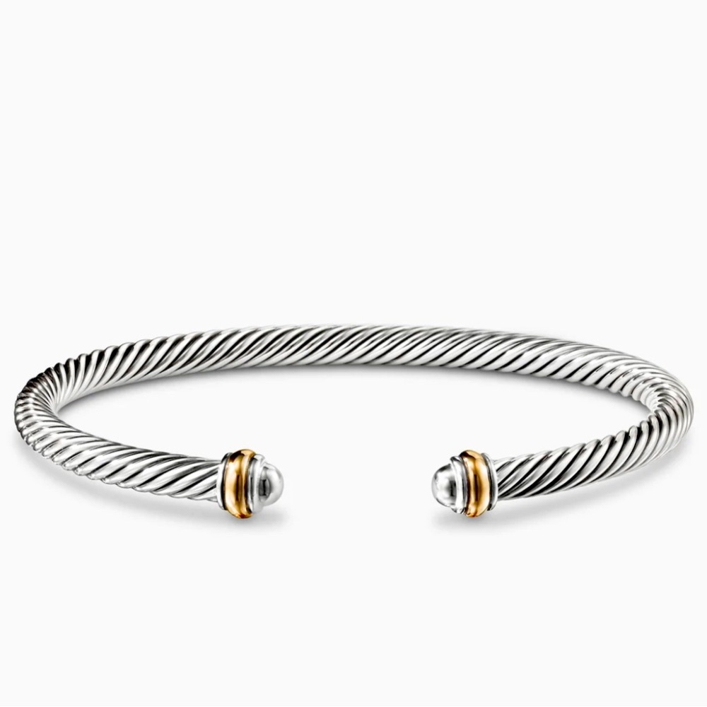 Classic Cable Bracelet
Sterling Silver with 18K Yellow Gold, 4mm